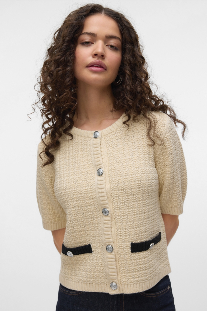 VMHARPER 2/4 BUTTON PULLOVER EXP 10327603 BIRCH/WITH BLACK